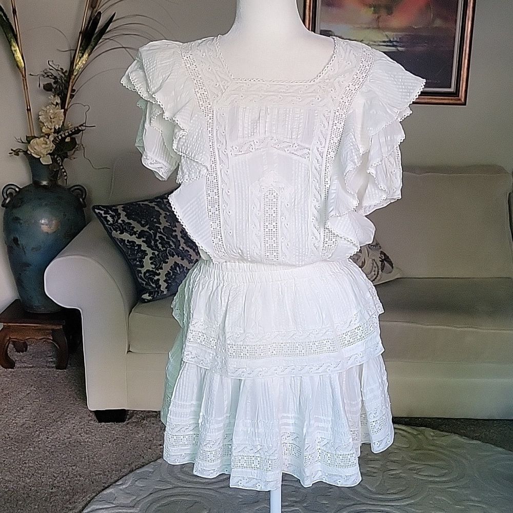 LoveShackFancy Stella Dress Antique White Size XL